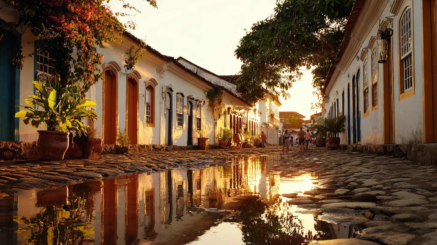 Cinematic view of Paraty colonial streets